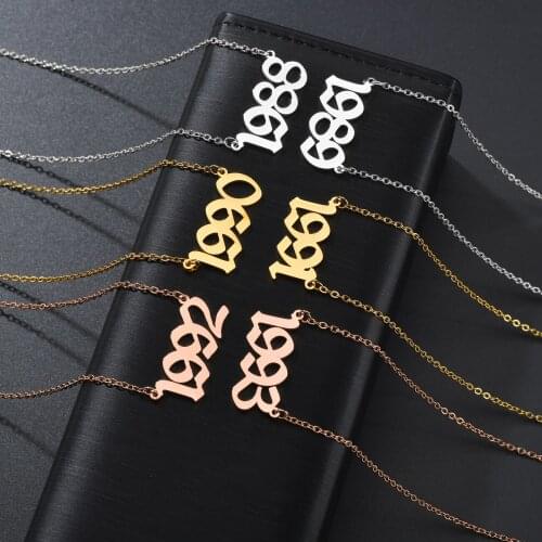 Atoztide Personalized Stainless Steel Birth Year Necklace 1986-2010 Special Year Number Necklace Pendant Birthday Jewelry Gift