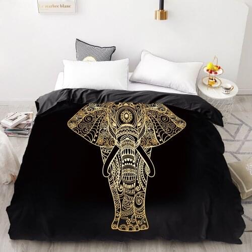 3D HD Digital Printing Custom Duvet Cover,Comforter/Quilt/Blanket case Queen King Bedding 220x240,Bedclothes Golden Elephant