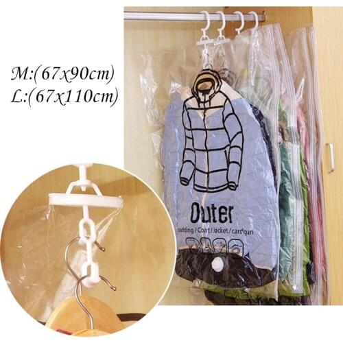 Hanging clothes compression bag storage bag transparent large thick down jacket pumping vacuum bag for clothes sorting bag