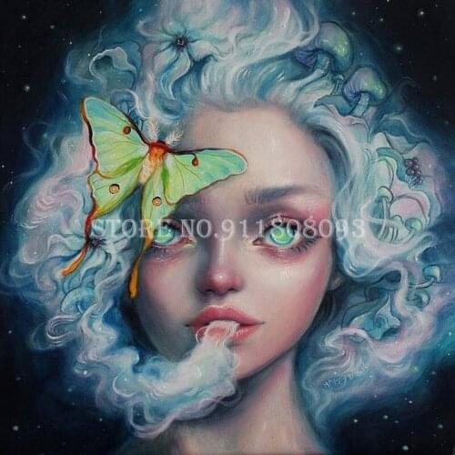 Full Drill Diamond Painting Girl and Butterfly Diamond Embroidery Cross Stitch Kits Rhinestones Needlework Abstract Art Decor