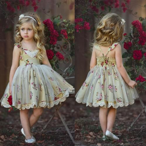 PUDCOCO Toddler Kid Baby Girl Birthday Party Floral Princess Dress Wedding Bridesmaid Formal Lace Dress 1-6T