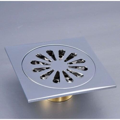 Silver Polished Chrome Brass Bathroom Floor Anti-odor and Insect-Proof Shower Drain Dhr090
