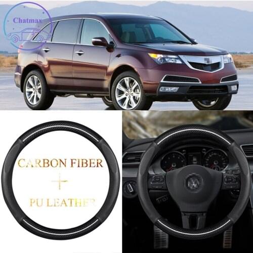 Carbon Fiber&PU Leather Steering Wheel Cover Universal For Honda Accord Vezel Elysion Civic HR-V CR-V 37-38cm Sport Car Styling