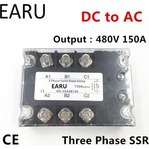 TSR-150DA SSR-150DA Three Phase Solid State Relay DC 5-32V Input Control AC 90~480V Output Load 150A 3 Phase SSR Power DA48150