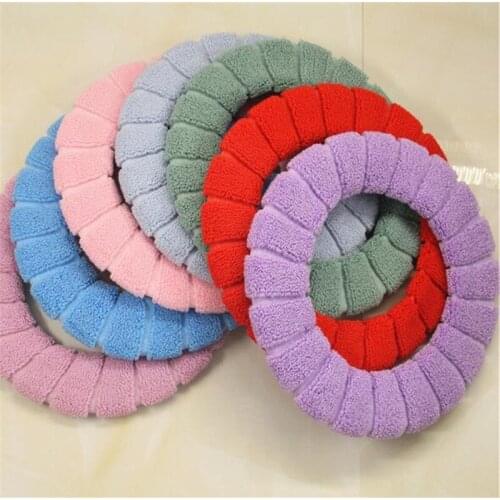 30pcs Comfortable Velvet Coral Bathroom Toilet Seat Cover Washable Closestool Standard Pumpkin Pattern Soft Cushion