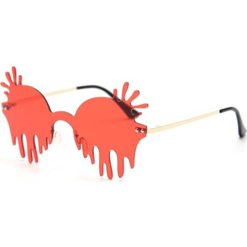 Veshion Funny One Piece Sunglasses Rimless Female Red Gold 2021 Male Sun Glasses Vintage Candy Color Birthday Party Gifts