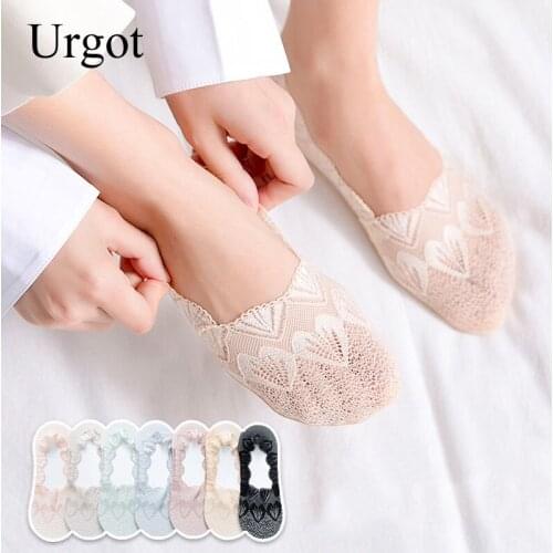 Urgot 6 Pairs 2020 New Womens Mesh Lace Socks Deep Mouth Sexy Lace Boat Socks Women Breathable Comfort Fashion Girls Sox Meias