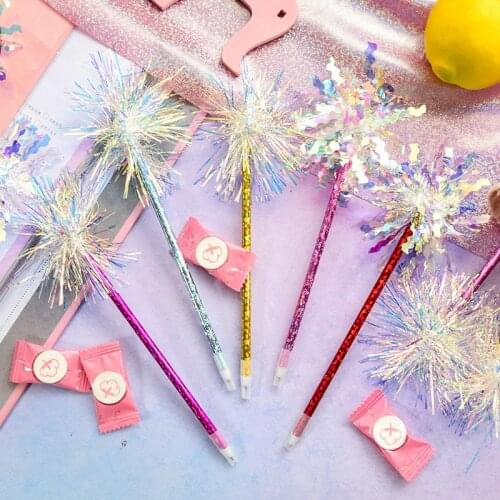 1PC Shining Colorful Silk Ballpoint Pen 0.5mm refill Stationery Writing Pen Girls Kids Creative Ballpoint Pen Random Ink Color