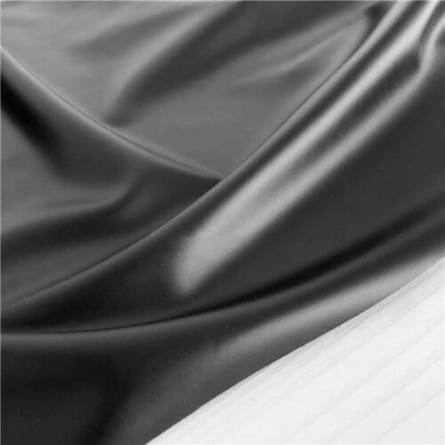 145cm*100cm Matte dark black baby leather High-elastic lamb faux leather soft smooth fabric for pants, jacket, clothing