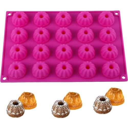 20-Cavity Germany Mini Fancy Bundt Savarin Cake Pan Silicone Mold Pudding Chocolate Bakeware Chiffon Mould