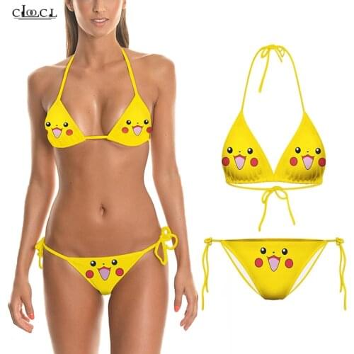 2021 Sexy Cute Bikinis Set 3D Print Animal Cosplay Bra Straps Low Waist Swimsuit Female Swimwear Women Bikini Drop Shipping