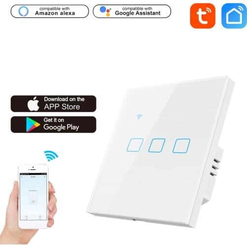 2021 WiFi Smart Light Touch Switch EU Smart Home Remote Control Wall Light Switch Panel Wall Touch Light Switch 1/2/3/4 Gang