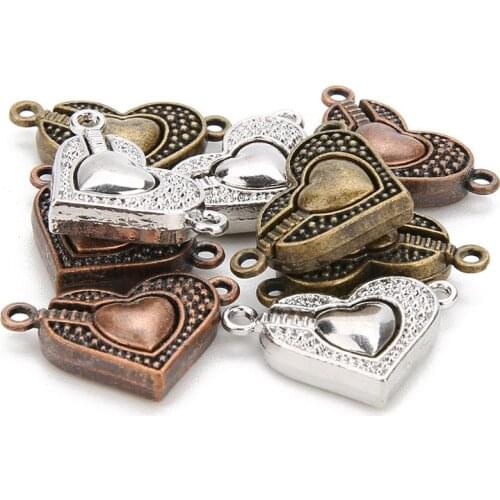 5pcs/lot 16*25mm Alloy Heart Strong Magnetic Clasps For Leather Cord Bracelet Necklace DIY Jewelry Making Findings Wholesale