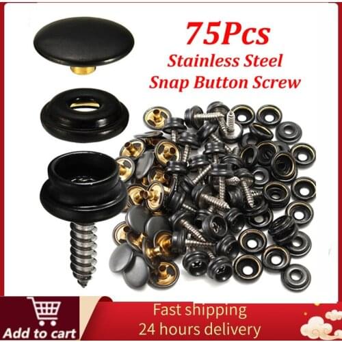 75pcs 15mm Snap Fastener Button Screw Studs Kit For Marine Boat Cover Tent Kit Car Acceessories Tool Snap Fastener Socket