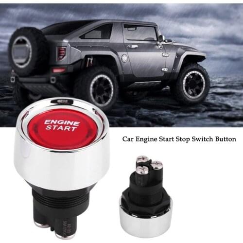 Car Interior Accessorie Instant Engine Start Button Switch 22mm Car Engine Start Stop Switch Button 12-24V Auto Reset LED Switch