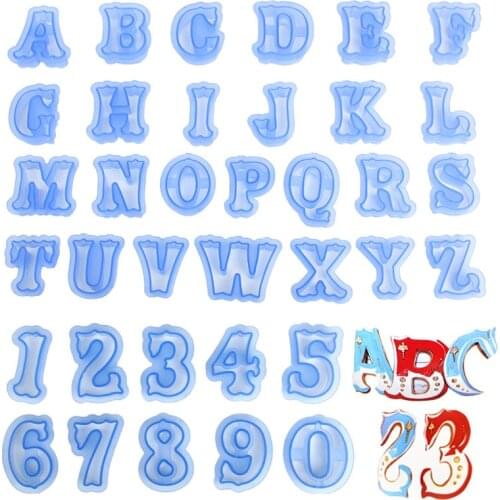 Large Size Alphabet Cake Molds Sugar Cookie Plastic Letter Fondant Mold Cookie Cutter Number Cake Mould Baking Decorating Tools
