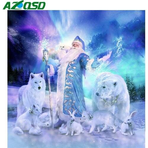 AZQSD Diamond Mosaic Christmas Santa Claus Cross Stitch Full Square Drill Home Decor Diamond Painting Cartoon Handmade Craft