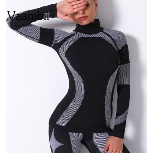 Long Sleeve Fitness Seamless Womens Sports T-shirt Women Hign Neck Female Push Up Top Longsleeve Yoga Woman Top Sportswear