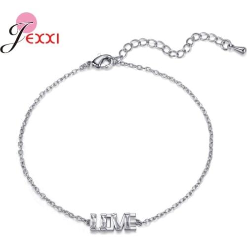 New Arrival Sweet Letter I LOVE U Pendant Bracelets 925 Sterling Silver Jewelry Accessory Women Hand Chains For Wedding Party