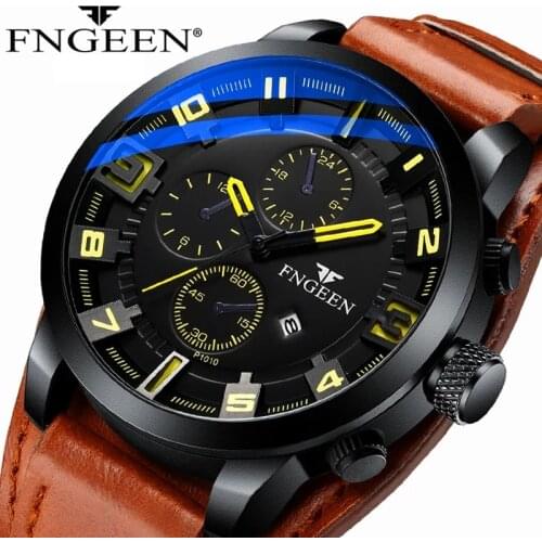 Quartz Watch New Luxury Men Outdoor Mens Watches Sport Watch Chronograph Wristwatch Clock Leather Wrist Watches 2021