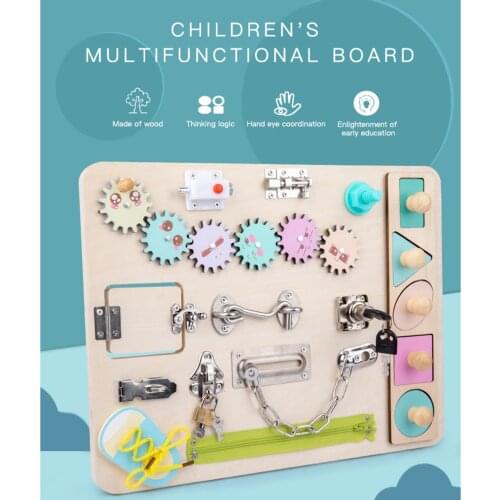 Wooden Busy Board Zipper Buckle Dressing Life Skill Montessori Learning Travel Airplane Activity Toys for Toddlers 1 2 Ages Gift