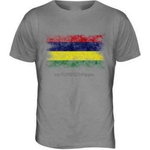 MAURITIUS DISTRESSED FLAG MENS T-SHIRT TOP MAURICE FOOTBALL MAURITIAN GIFT-Shirt Cotton Tee Shirt Loose Size Top Ajax