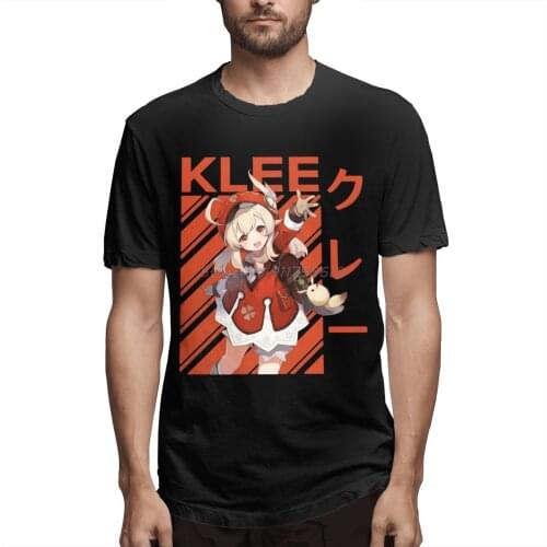 Genshin Impact Game Klee T Shirt Oversized Cotton Short Sleeve T Shirt Men Cotton Tees Streetwear Harajuku