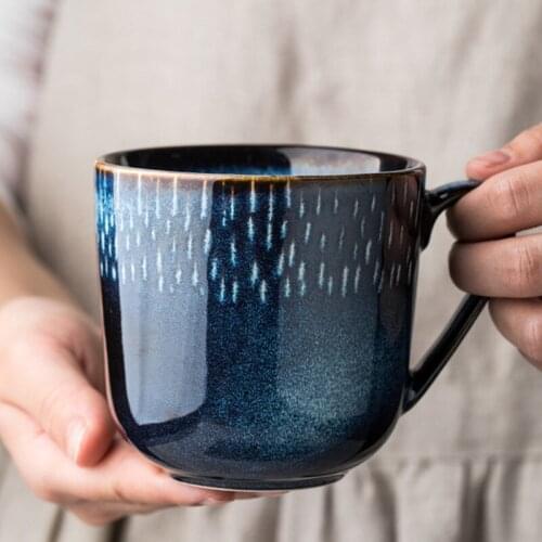 Creative Blue Pottery Ceramic Coffee Mugs For Tea Kids Cups And Mugs Travel Cup For Home Office Breakfast Milk Cups Girl Gift