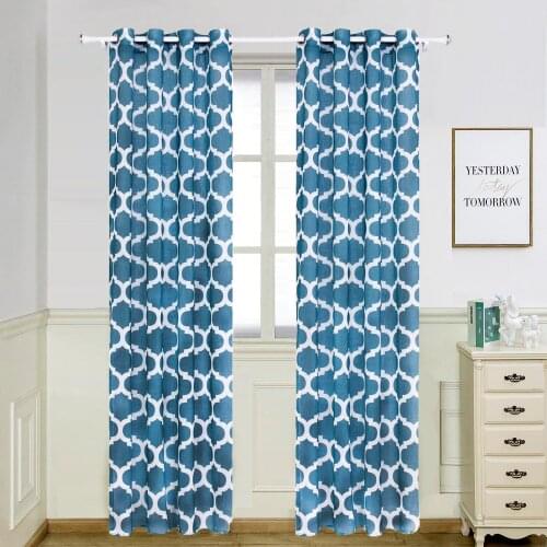 Linen Moroccan printed curtains Finished Roman decoration curtains for bedroom living room custom made