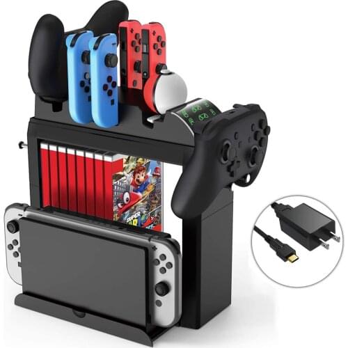 Multifunctional Charging Dock for Nintendo Switch Storage Stand Kit Game Card Box Station for Joycon Pro Controller Holder