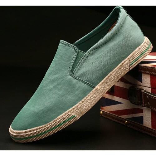 Mens Loafers Moccasins Breathable Slip on Black Driving Shoes Men Casual Canvas Shoes A23-21