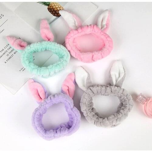 New soft rabbit ears hair band wash ladies headband Girls' sweet Cute Hairbands Hair Band Headwear with hair accessories