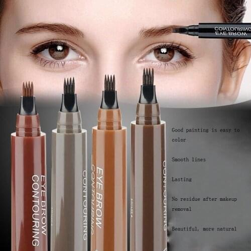 The new natural four head split eyebrow pencil is natural and durable, not easy to decolorize and has clear roots