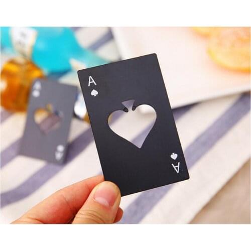 1PC Black/Silver Poker Card Spades Beer Bottle Opener Personalized Stainless Steel Bottle Opener Bar Tool XB 138
