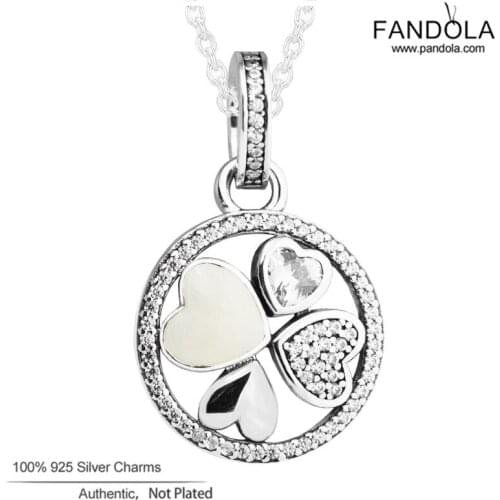 CKK Genuine 925 Sterling Silver Hearts of Love Pendant Necklaces For Women Fine Jewelry collares bijoux femme