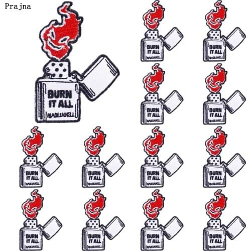Prajna 10 PCS Wholesale lighter Patches On Clothes DIY Applique Punk Patch Iron On Embroidered Patches For Clothing Stickers