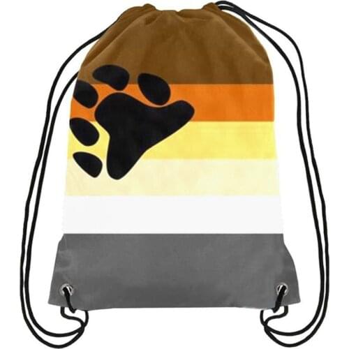 Bear Pride Gay Rainbow Drawstring Backpack Pink LGBT Bag Sports 35x45cm Gift Festival Polyester Vivid Color