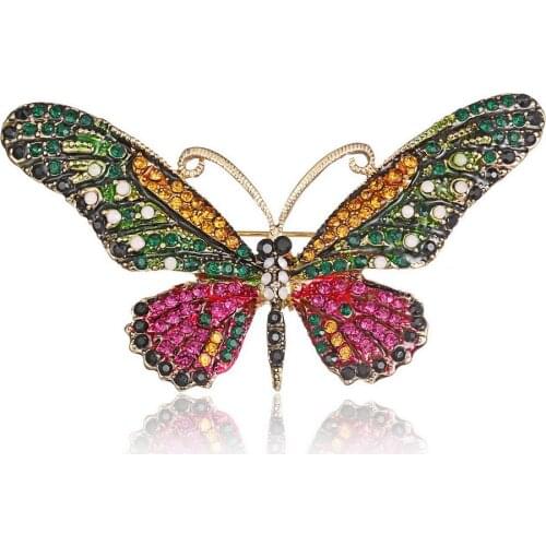 Colorful Cute Butterfly Brooch Mix Color Crystal Rhinestone Brooches for Women Lady Fashion Jewelry Boutonniere