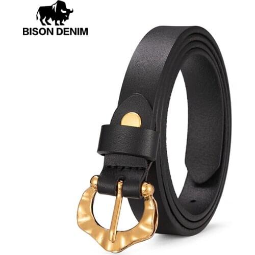 BISON DENIM Genuine Leather Women Belt Fashion Waist Belt Pin Buckle Belts for Ladies Leisure Dress Jeans Wild Waistband N60267