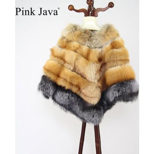 PINK JAVA QC8068 free shipping 2016 new real fox fur poncho genuine silver fox fur wrap women winter coat