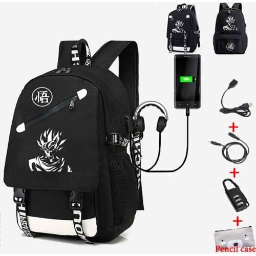 Students School Backpacks Luminous USB Charging Goku Black Bags For Teenagers Travel Large Capacity Multifunction Backpacks