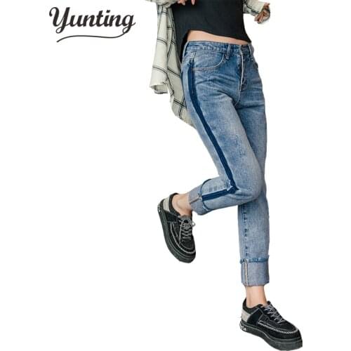 Blue Jeans For Women 2020 Rolling Up Woman Panelled Pants Slim Trousers For Women High Waist Womens Hole Jeans