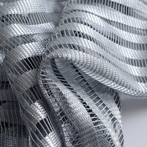 Modern Simple Grey Hollow Stripe Mesh Curtain Tulle for Living Room Kitchen Balcony Sheer Voile Curtains Customized WP097H