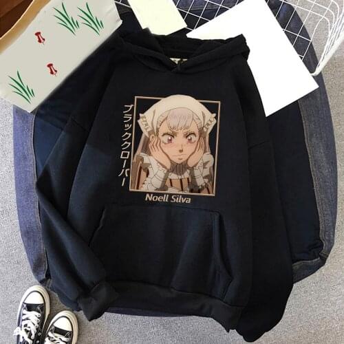 Black Clover Hoodies Japanese Anime Cosplay Noell Silva Print Sweatshirt Streetwear Pullovers Hooded Loose Men Women 2021 Top