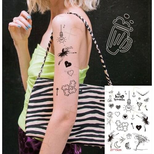 Waterproof Temporary Tattoo Sticker Cute Small Element Rose Cat Moon Flash Tattos Ballet Girl Body Art Arm Fake Tatoo Women Men