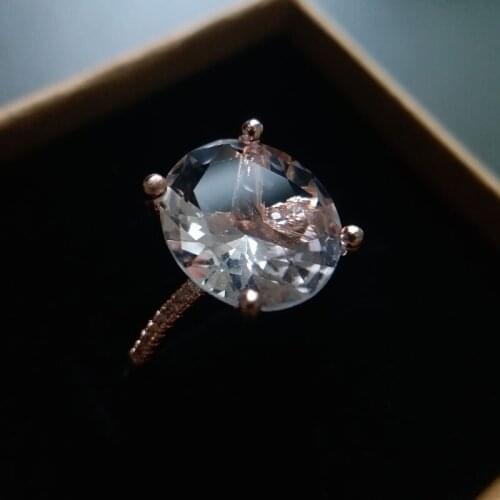 Fashion vintage AAAAA Crystal Rings for women New trendy retro Crystal stone Ring classic copper Rings female engagment gift