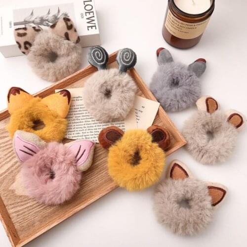 1piece Plush Hair Ring Ear Barrette Makeup Candy Color Hair Band Women Fashion Barrettes Hair Accessories Girls