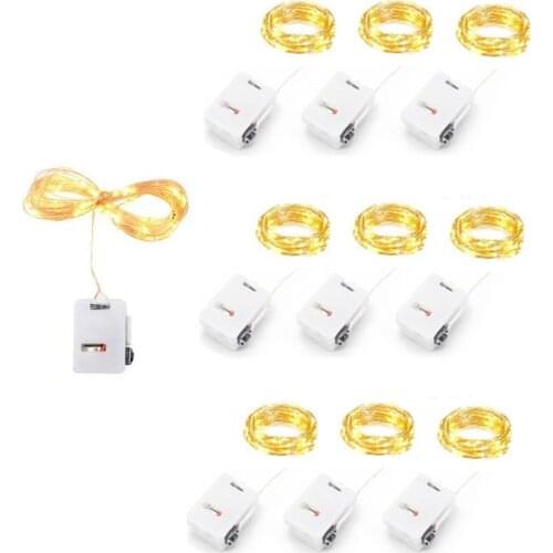 10pcs 3 Models Flash Dimmable 1m 10 leds Copper Wire Fairy Lights Battery Powered for Christmas Wedding Flower Cake Decoration