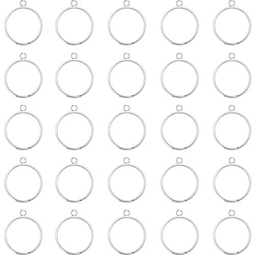 100pcs 16mm (0.62") Inner Diameter Adjustable Silver Brass Loop Ring Bases Rings Settings Components with 1 Loop Jewelry Finding
