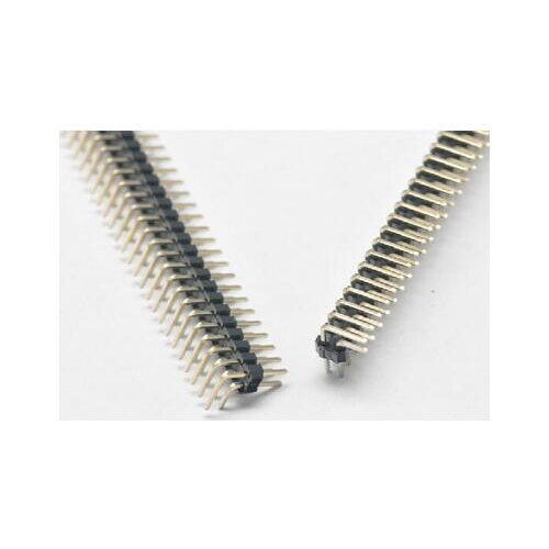 100PCS 2.54mm 2 x 40 Pin Male Double Row Right Angle Pin Header Strip